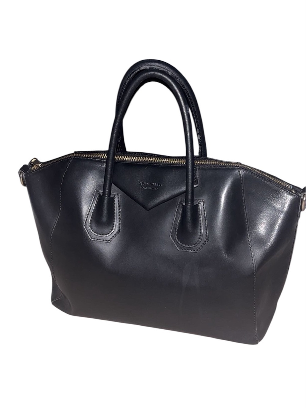 Vera Pelle Italy Black Givenchy Antigone’s -inspired Leather Satchel